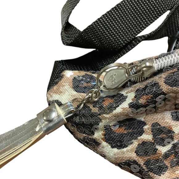Justice Girls Leopard Print Fanny Pack Sequin Tassel Accent Adjustable NWOT - Picture 3 of 8